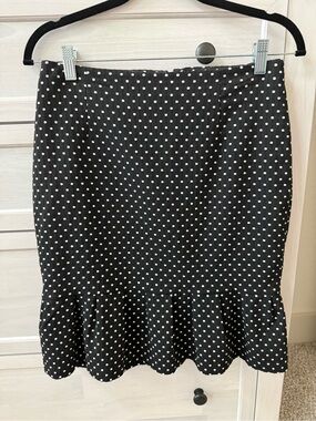 Black House White Market Poka Dot Ruffle Hem Pencil Skirt Size 4